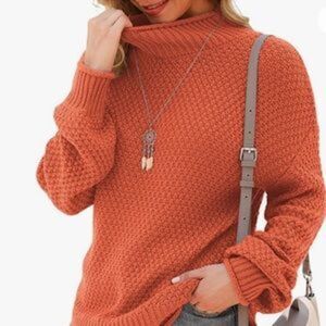 New Turtleneck Oversized Long Sleeve Chunky Knit Pullover